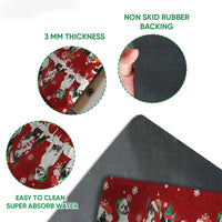 Snowflake Holiday Dog Welcome Mat, Boston Terrier Christmas Doormat, Winter Porch Door Mat, Boston Terrier Entry Rug, Xmas Present
