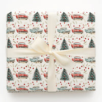 Retro Holiday Gift Wrap, Vintage Car Christmas Wrapping Paper, Classic Car Present Paper, Nostalgic Xmas Wrapping Paper, Car Lover Present