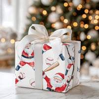 Sports Holiday Gift Wrap, Baseball Santa Christmas Wrapping Paper, Watercolor Baseball Player Wrapping Paper, Coach Christmas Gift Wrap