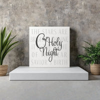 Christian Christmas Hymn Lyrics Canvas, O Holy Night Square Canvas Print, Festive Holiday Scripture Wall Art, Faith Xmas Decor
