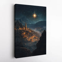 Nativity Village Canvas Print, Star of Bethlehem Canvas Art, Bethlehem Scene Wall Art, Star of Bethlehem Canvas Decor, Christmas Wall Decor
