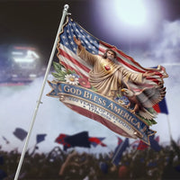 God Bless America House Flag | Jesus Sacred Heart & Bald Eagle 250 Years of Freedom1776-2026 Art | Weather-Resistant Double-Sided Outdoor Flag | Patriotic Christian Gift for Home & Yard