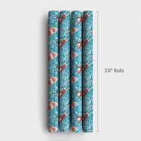 Tropical Pool Santa Claus Gift Wrap, Swimming Santa Wrapping Paper, Summer Christmas Holiday Paper, Humorous Vacation Wrapping Paper Roll