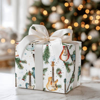 Watercolor Rock Music Gift Wrap, Electric Guitar Christmas Wrapping Paper, Holiday Musician Present Wrap, Winter Pine Guitar Gift Wrap Roll