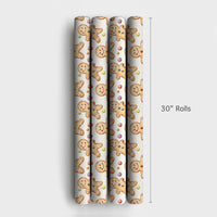 Christmas Cookie Gift Wrap, Watercolor Gingerbread Man Wrapping Paper, Holiday Gingerbread Wrapping Paper, Adorable Xmas Gift Wrap Roll