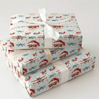 Cool Sunglasses Santa Gift Wrap, Aviator Santa Wrapping Paper, Vintage Airplane Santa Christmas Paper, Retro Aviation Gift Wrapping Paper