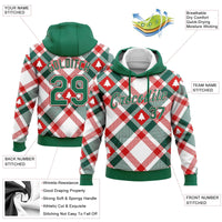 Personalized Name Number Holiday Pullover, Custom Christmas Plaid Tree Hoodie, 3D Xmas Tree Sweatshirt, Sports Fan Holiday Present