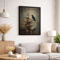 Dark Academia Holiday Canvas, Gothic Raven Christmas Canvas Wall Art, Moody Winter Raven Canvas Print, Victorian Goth Wall Decor Present