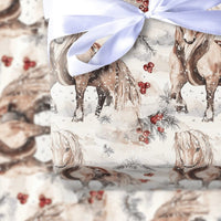 Equestrian Christmas Gift Wrap, Winter Horse Wrapping Paper, Watercolor Horse Holiday Wrapping Paper, Country Farmhouse Present Gift Wrap