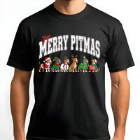Humorous Pitbull Christmas T-Shirt, Merry Pitmas Shirt, Pit Bull Mom Graphic Tee, Dog Lover Holiday Shirt, Xmas Present for Pitbull Owner