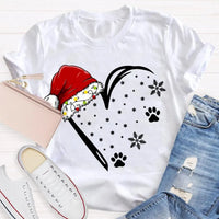 Merry Christmas Graphic T-Shirt, Santa Hat Snowflake Heart Shirt, Festive Winter Holiday Tee, Adorable Heart Christmas Shirt, Holiday Present Tee