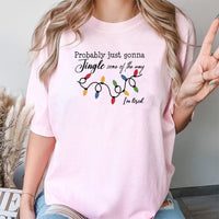 Humorous Tired Christmas Tee, Probably Just Gonna Jingle Some of the Way T-Shirt, Sarcastic Holiday Graphic Shirt, Lazy Xmas Present for Adults