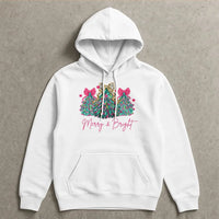 Leopard Bow Christmas Tree Hoodie, Merry and Bright Christmas Tree Hoodie, Retro Christmas Hoodie, Preppy Holiday Sweatshirt, Xmas Present