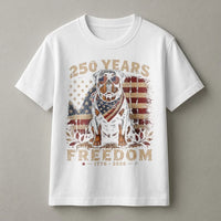 Patriotic Bulldog T-Shirt | 250 Years of Freedom 1776-2026 Vintage Americana Art | Soft Breathable Cotton Tee | Gift for Dog Lovers and Patriots