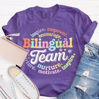 Bilingual Team Inspire Empower Encourage Nurture Motivate T-shirt