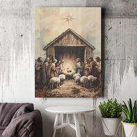 Holy Family Watercolor Canvas Print, Nativity Scene Canvas Wall Art, Birth of Christ Canvas, Religious Christian Wall Art, Christmas Present