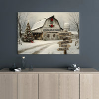 Winter Landscape Canvas Print, Snowy Barn Christmas Canvas Wall Art, Family Name Signpost Art, Digital Download Canvas, Holiday Home Decor