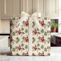 Horse Riding Santa Claus Gift Wrap, Equestrian Santa Wrapping Paper, Country Western Holiday Paper, Rustic Christmas Wrapping Paper Roll