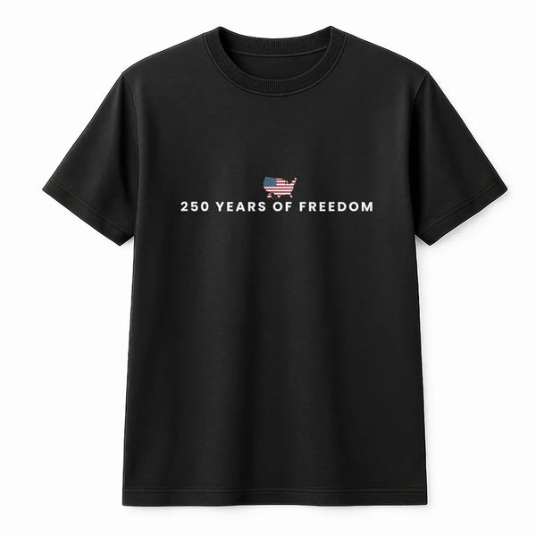 250 Years of Fredom T-Shirt | USA Flag Map Patriotic Typography | Soft Breathable Cotton Tee | Gift for Americana Patriots