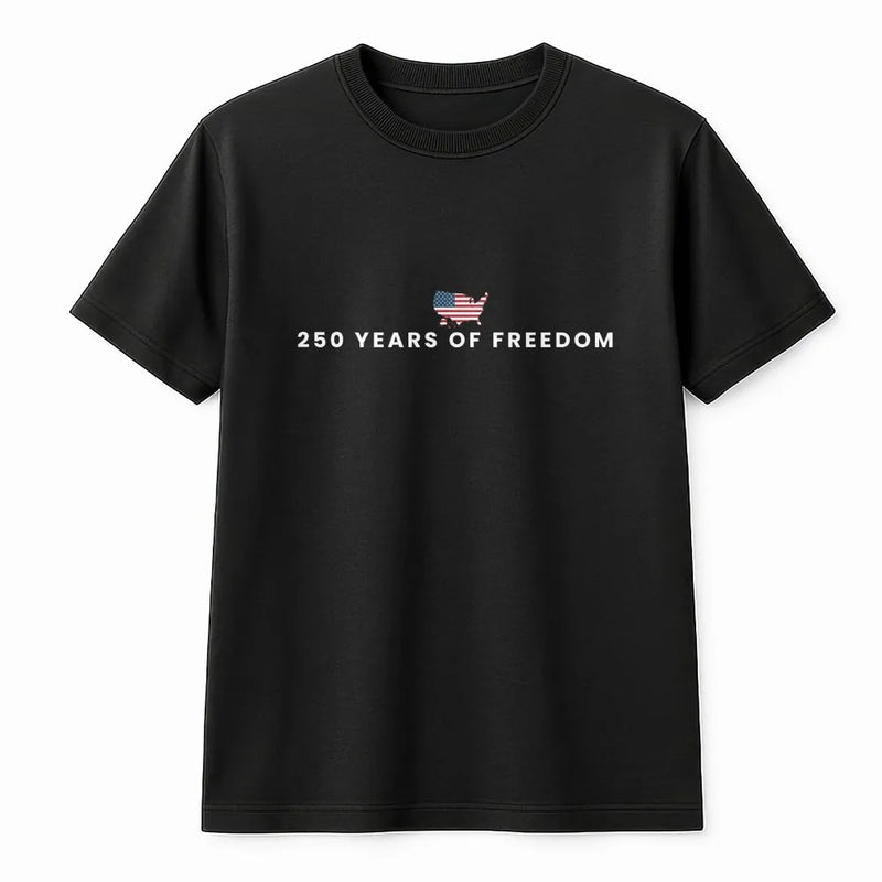 250 Years of Fredom T-Shirt | USA Flag Map Patriotic Typography | Soft Breathable Cotton Tee | Gift for Americana Patriots