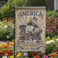 America 250 Years Patriotic Garden Flag | Cute Cartoon Dog Soldier 1776-2026 USA Semiquincentennial | Double-Sided Premium Weather-Resistant Polyester | 4th of July Outdoor Yard Decor Gift