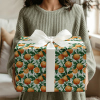 Pine Needle Clementine Gift Wrap, Winter Orange Wrapping Paper, Botanical Citrus Holiday Wrapping Paper, Festive Christmas Wrapping Paper