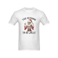Humorous Christmas Skeleton Shirt, Season to Be Jolly Santa Skeleton T-Shirt, Retro Holiday Skull Graphic Tee, Spooky Xmas Present for Men