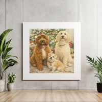 Festive Dog Family Poster, Doodle Dogs Christmas Wall Art Print, Holiday Dog Portrait Print, Christmas Dog Wall Art, Digital Download Present