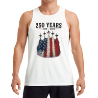 250 Years America Tank Top | 1776-2026 Vintage Fighter Jet Flag Design | Soft Breathable Unisex Activewear | Patriotic Gift for History Fans