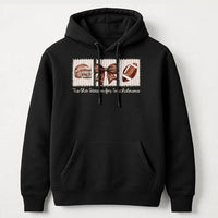 Retro Football Stamp Hoodie, Tis the Season for Touchdowns Hoodie, Christmas Game Day Hooded Sweatshirt, Comfy Vintage Football Present