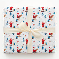 Artistic Painting Santa Gift Wrap, Painterly Santa Claus Christmas Wrapping Paper, Snowy Winter Santa Wrapping Paper, Holiday Wrapping Paper
