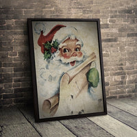 Distressed Christmas Canvas Print, Vintage Santa Claus Canvas Wall Art, Retro Holiday Wall Decor, Rustic Winter Painting Home Decor Present