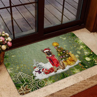 Santa Hat Dog Welcome Mat, German Shepherd Christmas Doormat, Holiday Front Door Mat, GSD Winter Entry Rug, Pet Owner Christmas Present