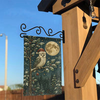 Santa Hat Full Moon Flag, Snowy Owl Christmas Garden Flag, Winter Wildlife Yard Flag, Festive Holiday Lawn Decor, Seasonal Outdoor Home Present