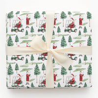 Golf Cart Christmas Gift Wrap, Golfing Santa Wrapping Paper, Watercolor Golfer Wrapping Paper, Holiday Golf Sports Paper Roll