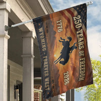 Wyoming Forever West House Flag |250 Years of Freedom1776-2026 Cowboy Sunset Design | Double-Sided UV-Resistant Outdoor Flag | Patriotic Gift for Wyoming Proud Americans