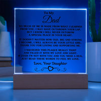 Sentimental Poem Plaque, Daughter to Dad Acrylic Plaque, LED Night Light Plaque, Fathers Day Desk Sign, Birthday Christmas Present for Dad