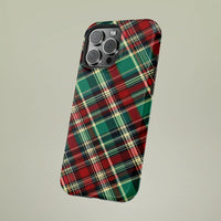 Red Green Holiday Plaid Case, Christmas Tartan Plaid Phone Case iPhone, Festive Buffalo Check iPhone Cover, Dual Layer Tough Phone Case
