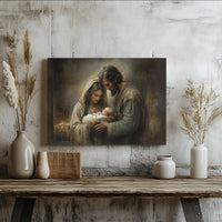 Holy Family Mary Joseph Baby Jesus Print, Nativity Scene Canvas Wall Art, Christian Christmas Wall Decor, Nativity Digital Download