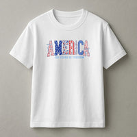America 250 Years of Freedom T-Shirt | Patriotic Patterned Typography Design | Soft 100% Cotton Tee | 4th of July Gift for Patriots