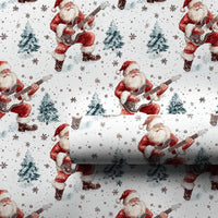 Electric Guitar Rocker Gift Wrap, Rocking Santa Christmas Wrapping Paper, Music Lover Xmas Wrapping Paper, Holiday Musician Wrapping Paper