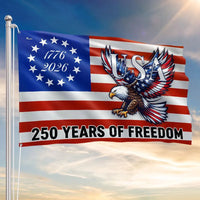 250 Years Of Freedom Flag | Bald Eagle Patriotic 1776-2026 | Weather-Resistant Polyester | USA Semiquincentennial Gift