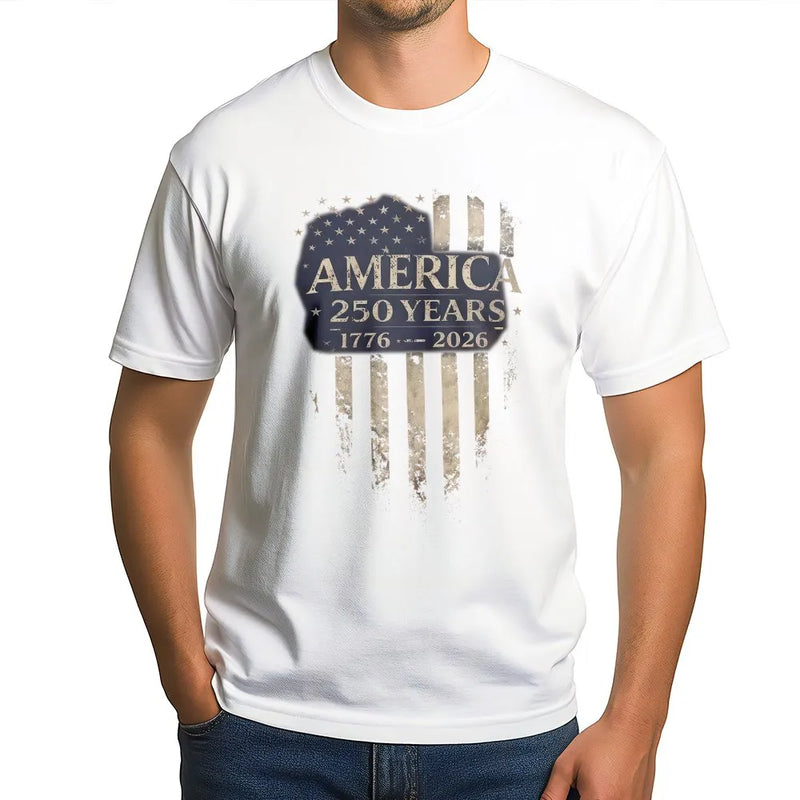 America 250 Years T-Shirt | Vintage 1776-2026 Distressed Flag Design | Soft Breathable Cotton Tee | Gift for Patriots and History Lovers