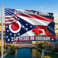 Ohio State Flag 250 Years of Freedom | Patriotic Americana Garden Flag | UV-Resistant Polyester Double-Sided | Perfect Gift for Ohio Residents