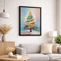Colorful Holiday Tree Canvas Wall Print, Abstract Christmas Tree Canvas Art, Modern Festive Winter Canvas Decor, Xmas Office Present