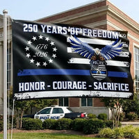 Thin Blue Line Police Flag 250 Years Freedom | Eagle & 1776-2026 Design | Double-Sided Polyester | Law Enforcement Support Gift