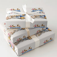 North Pole Elves Gift Wrap, Santa Workshop Wrapping Paper, Reindeer Watercolor Wrapping Paper, Whimsical Kids Christmas Wrapping Paper