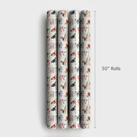 Watercolor Holiday Gift Wrap, Winter Bird Christmas Wrapping Paper, Festive Bird Tile Wrapping Paper, Nature Lover Xmas Wrapping Paper