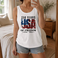 Patriotic USA Flag Tank Top | 250 Years of Freedom Vintage 1776-2026 Graphic | Soft Breathable Lightweight Fabric | Unisex Independence Day Gift