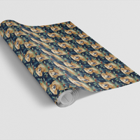 Watercolor Puppy Holiday Gift Wrap, Golden Retriever Christmas Wrapping Paper, Festive Dog Present Paper, Winter Dog Lover Wrapping Paper